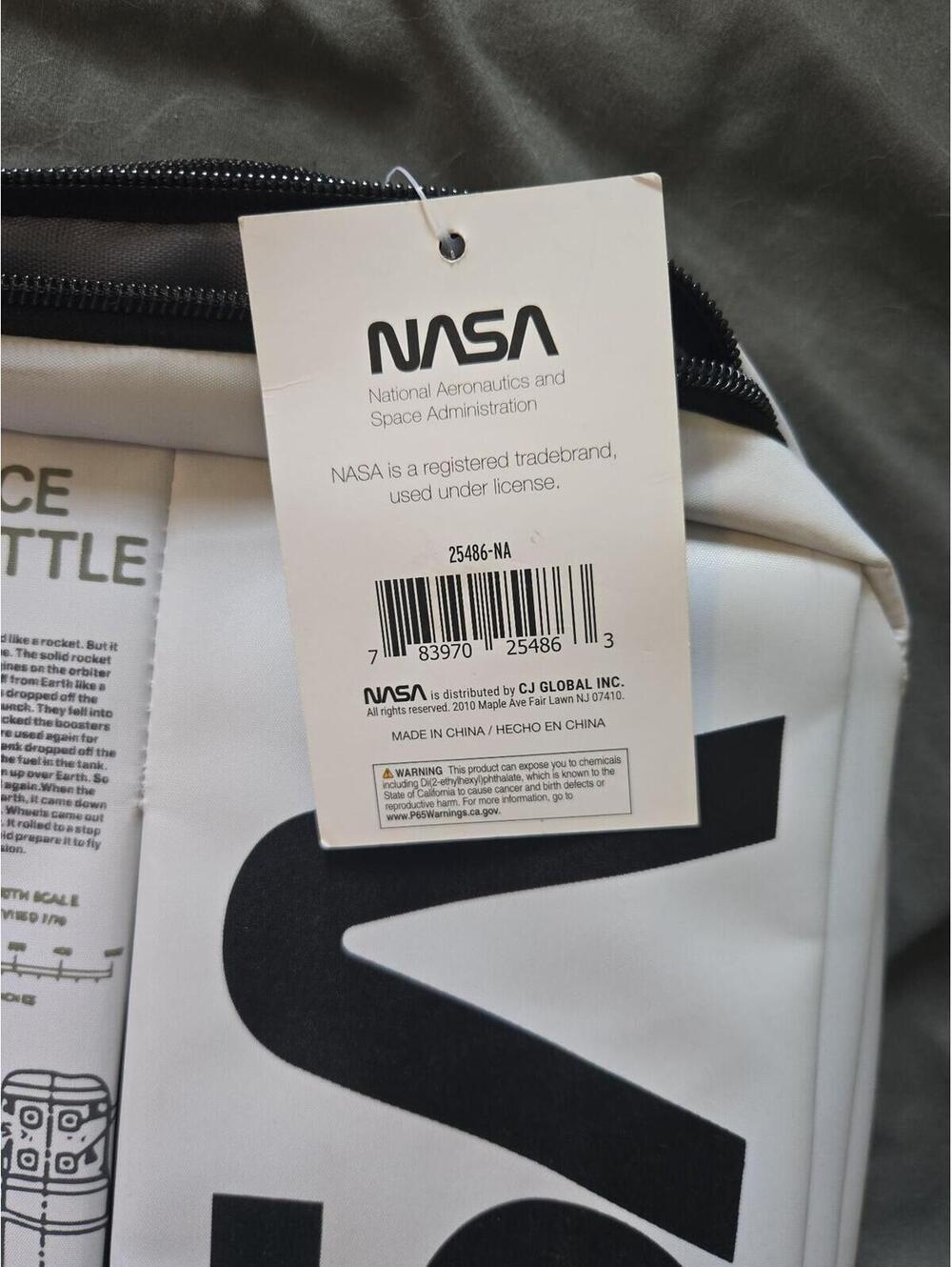 NASA Space Shuttle Blueprint Graphic Backpack with USB Port - Picture 2 of 7